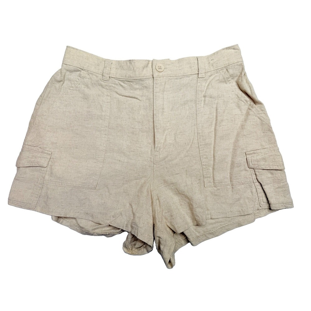 Hollister‎ Ultra High-Rise Soft Cargo Shorts Women's Medium Beige Linen Blend